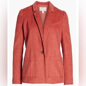 Hinge Corduroy Blazer Size L Pink Preppy Academia Career Office